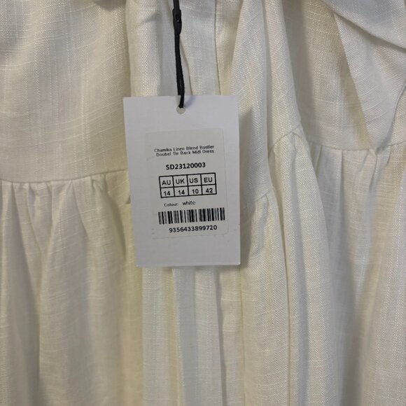 Amalie The Label - Chamika Linen Blend Bustier Double Tie Back Midi Dress - Picture 5 of 7